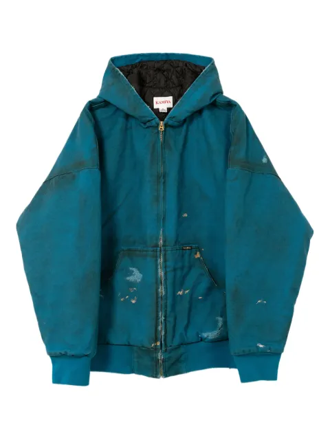 KAMIYA Boro distressed zip-up jacket Blue G14BL033