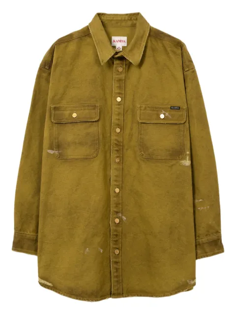 KAMIYA distressed pocket shirt Yellow G14SH034