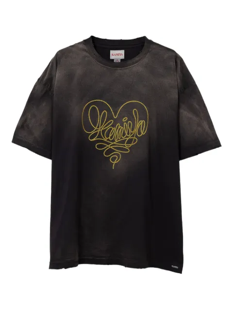 KAMIYA Rope heart-logo cotton T-shirt Black G13TS070