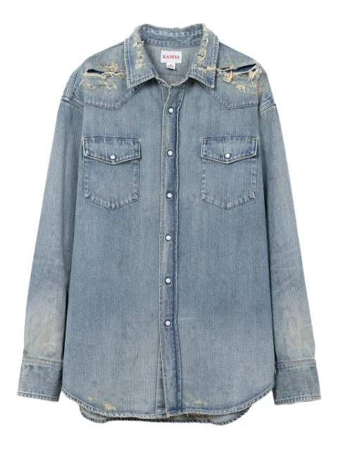 KAMIYA distressed denim shirt Blue G13SH032
