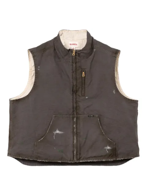 KAMIYA distressed zip-fastening vest Grey G13VT025