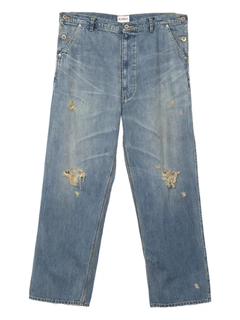 KAMIYA distressed ripped trousers Blue G13PT033
