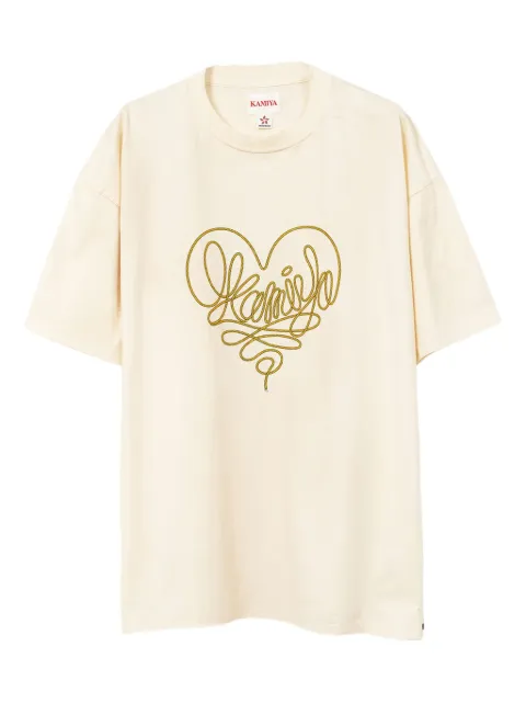 KAMIYA rope heart-design T-shirt White G13TS070