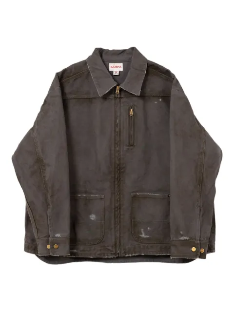 KAMIYA distressed pocketed denim jacket Grey G13JK023