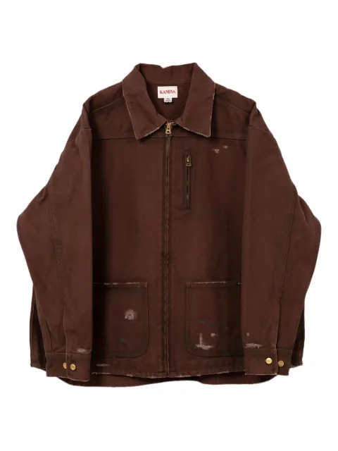 KAMIYA Boro distressed zip-front shirt jacket Brown G13JK023