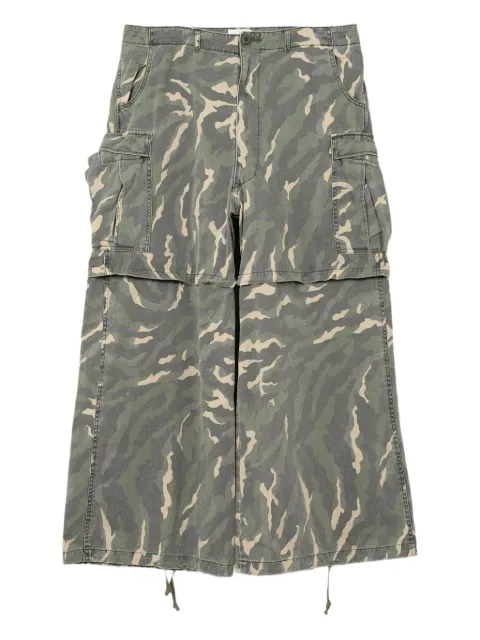 KAMIYA camouflage cargo wide-leg trousers Green G13PT018
