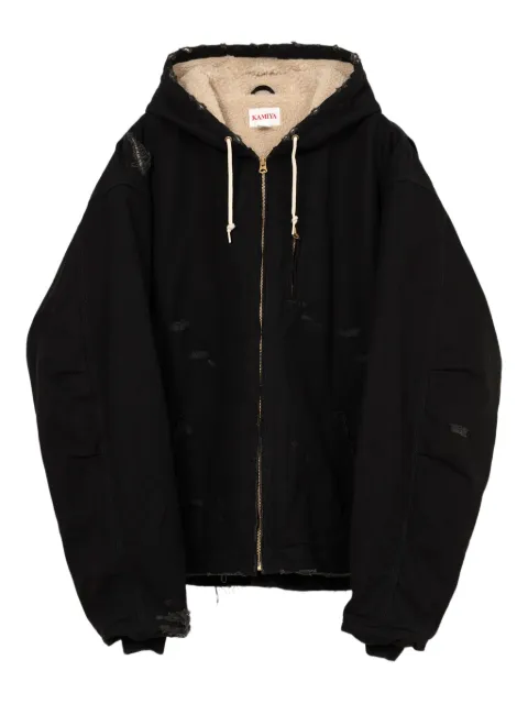 KAMIYA distressed-details jacket Black G13BL024