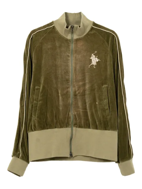 KAMIYA embroidered velour zip-up sport jacket Green G13JK037