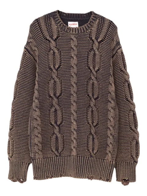KAMIYA cable knit sweater Brown G12PO050