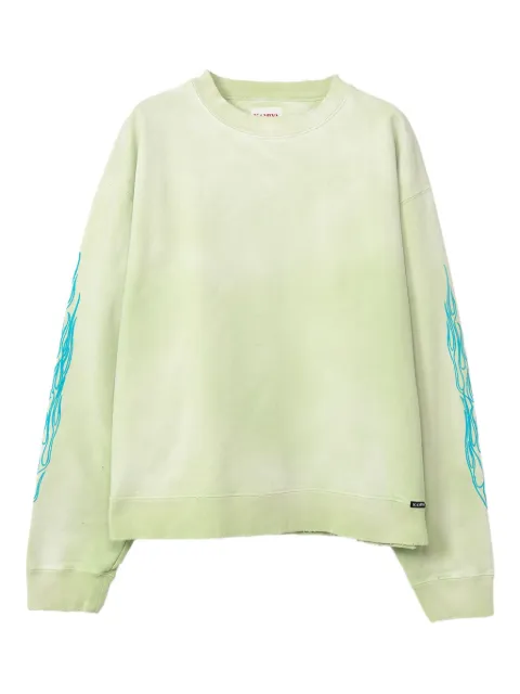 KAMIYA flame-printed cotton sweater Yellow G12PO056