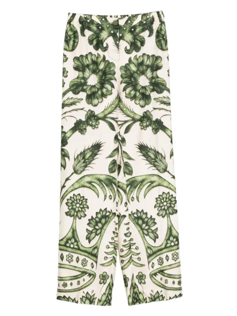 F.R.S For Restless Sleepers floral-print silk trousers Green PA002086TE00864