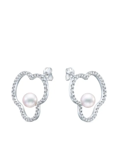 TASAKI large Chants Signature akoya pearl and diamonds earrings Silver E4473W