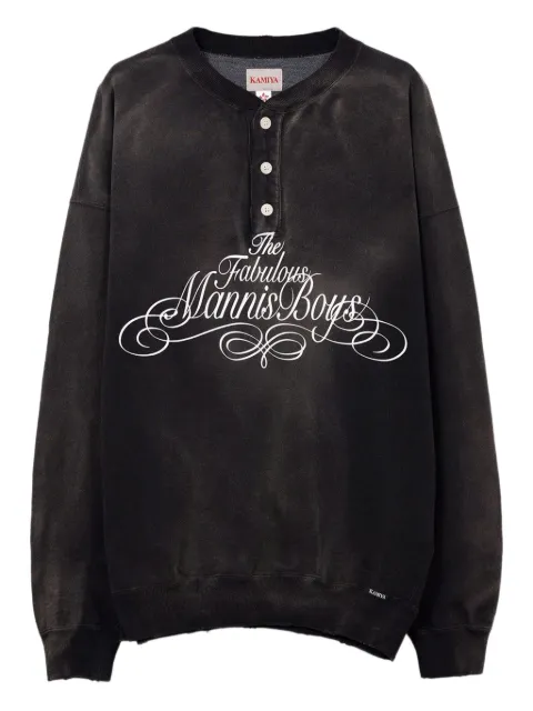 KAMIYA Henry neck distressed sweatshirt Black G14PO077
