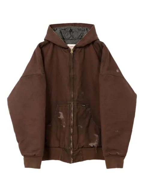 KAMIYA Boro distressed hooded jacket Brown G14BL033