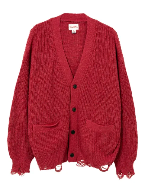 KAMIYA frayed pocket cardigan Red G14CD071