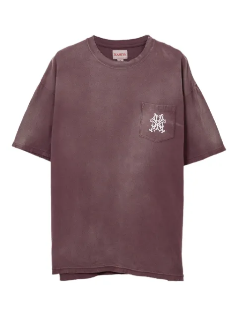KAMIYA Rose-print pocket T-shirt Brown G14TS079