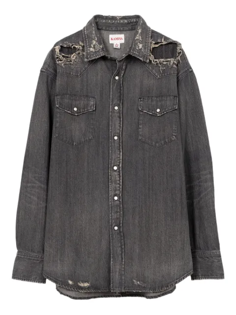 KAMIYA distressed denim shirt Black G13SH032