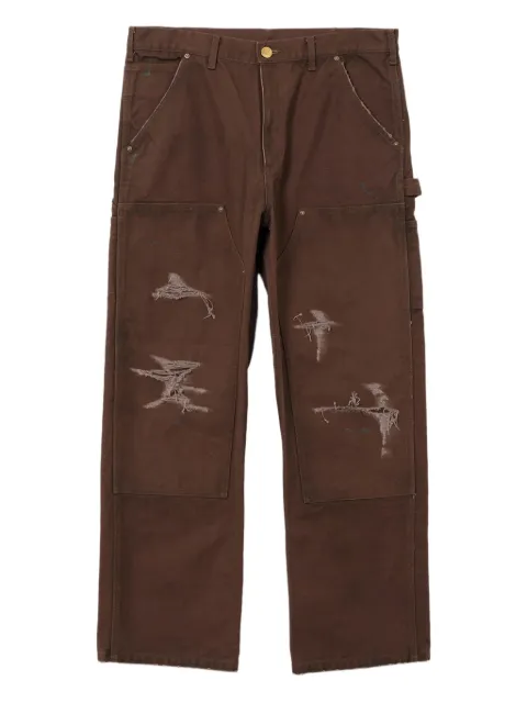 KAMIYA distressed patch-pocket trousers Brown G11PT026