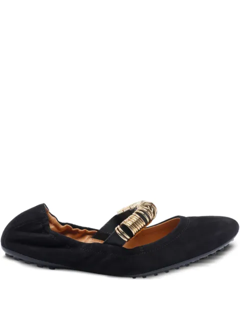 Tod's ring-detail suede ballet flats Black XXW0HI0JJ10HR0