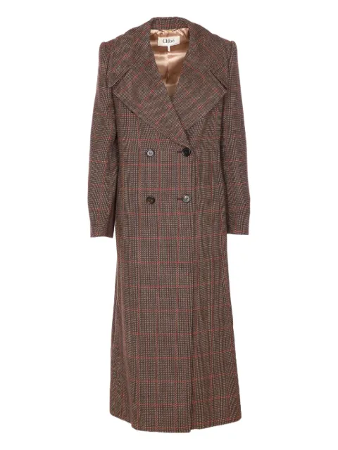 Chloé Prince of Wales-check wool coat Brown CH25AMA51097