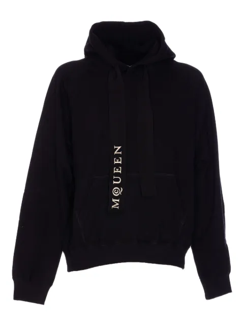 Alexander McQueen logo-print kangaroo-pocket hoodie Black 827062QXACE