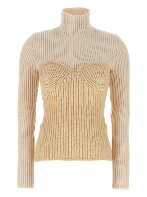 Jean Paul Gaultier ribbed corset sweater White 2503WPO005K0010103