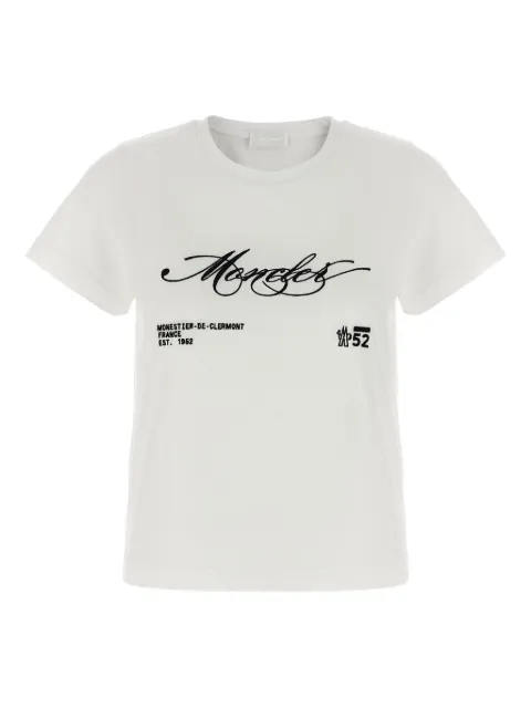 Moncler embroidered cursive-logo cotton T-shirt White K20938C0000589AJS