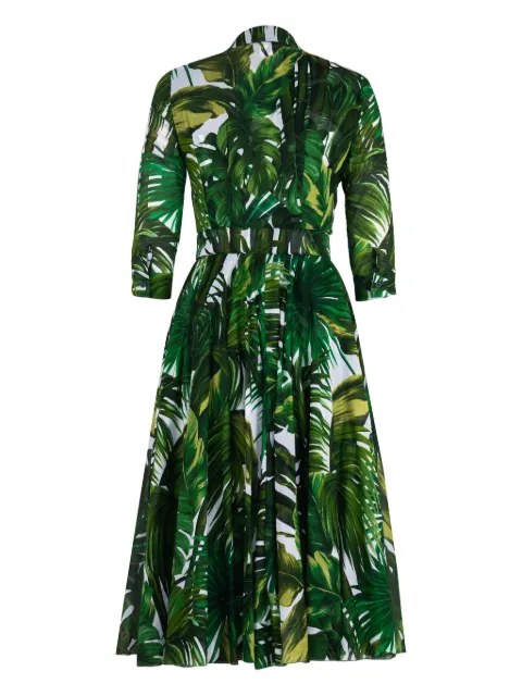 Samantha Sung Aster palm tree-print midi dress Green HONOLULUPALM