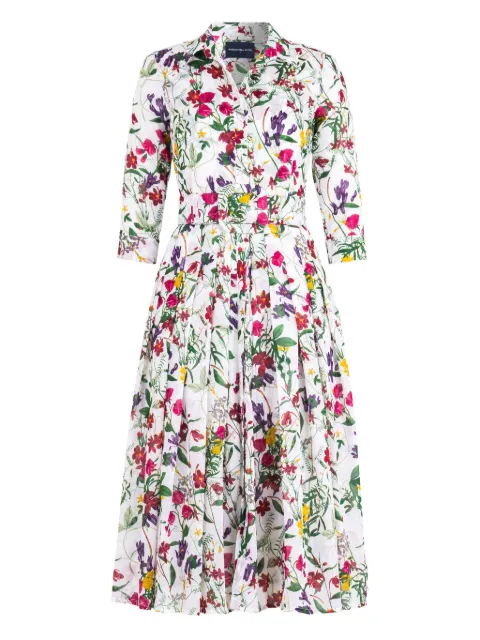Samantha Sung Audrey floral-print pleated midi dress White FAIRYTAILFLOWER