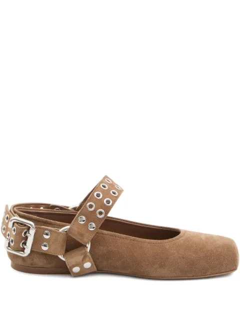 Alaïa Umber buckle-detail biker ballet flats Brown AA3A041CK177
