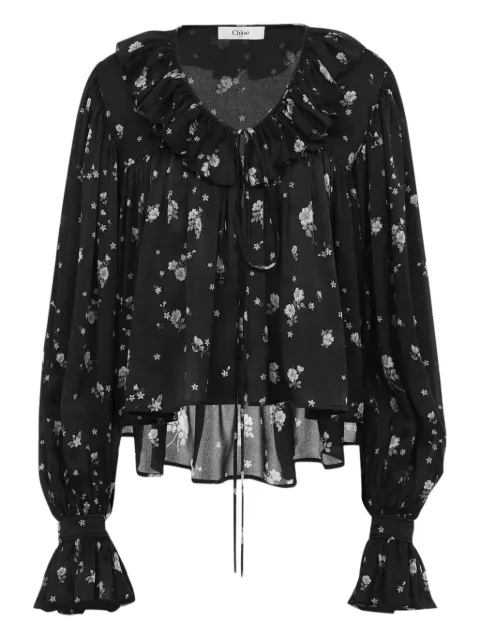 Chloé ruffled floral print blouse Black CH25AHT27481