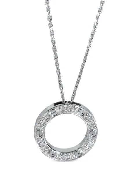 Cartier 18K white gold diamond Circle necklace White 144893
