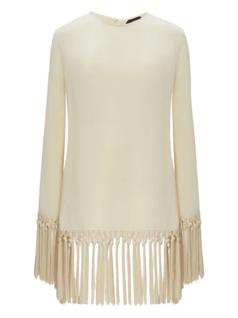 Taller Marmo fringe-trimmed mini dress White TMSS2429101
