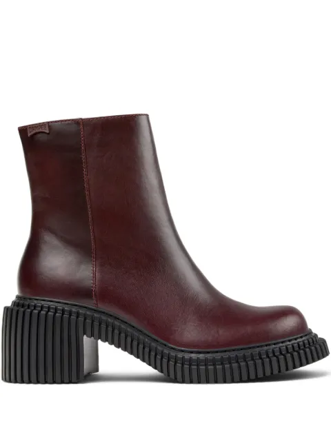 Camper 70mm Pix London leather zip-fastening block-heel boots Red K400804004