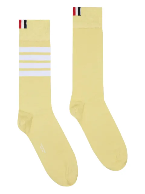 Thom Browne four-bar striped mid-calf socks Yellow MAS023B01690