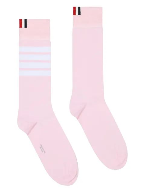 Thom Browne lightweight cotton 4-Bar mid-calf socks Pink MAS023B01690