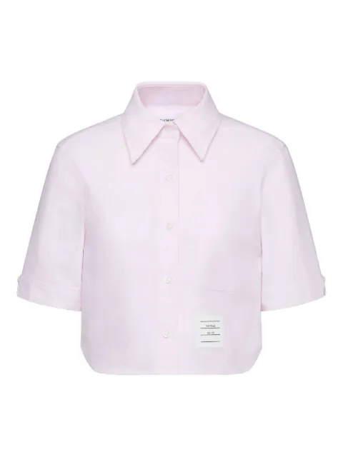 Thom Browne short sleeve cropped oxford shirt Pink FLL205AF0313