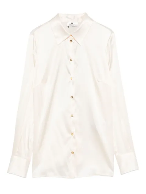 Elisabetta Franchi bow-detail satin shirt Neutrals CA10756E2