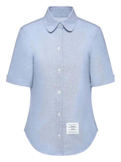 Thom Browne round-collar short-sleeve shirt Blue FLL206AF0313
