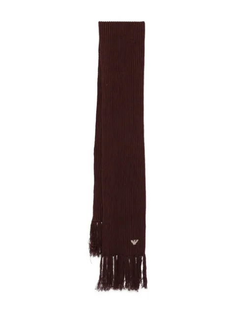 Emporio Armani ribbed-knit fringed scarf Brown EM003651AF17000