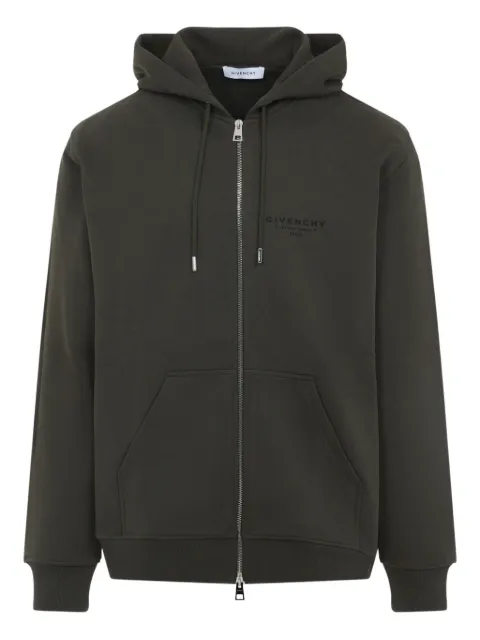 Givenchy logo-embroidered zip-up hoodie Green BMJ0NJ3YRJ