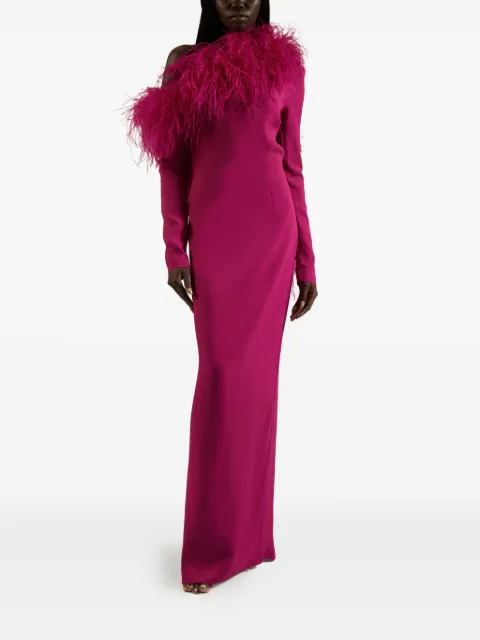 Taller Marmo feather-trimmed one-shoulder dress Pink TMPS2423330