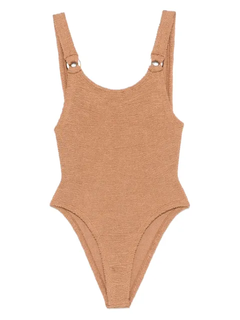 Hunza G Domino ring-detail swimsuit Brown SDOMINOCRMTLLCCC
