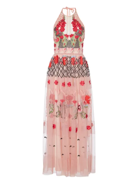 Temperley London Remi halter embroidered tulle maxi dress Pink 23URMI52444A