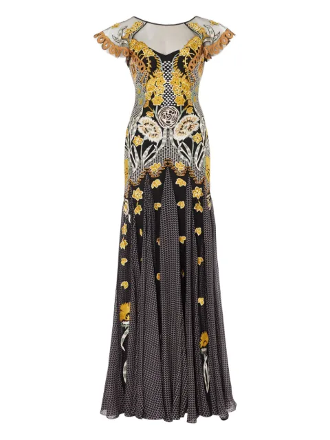 Temperley London embroidered floral-print maxi dress Black 23SRMI51613