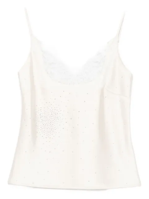 Giuseppe Di Morabito lace-trimmed embellished top Neutrals 05FWTO344YC05300