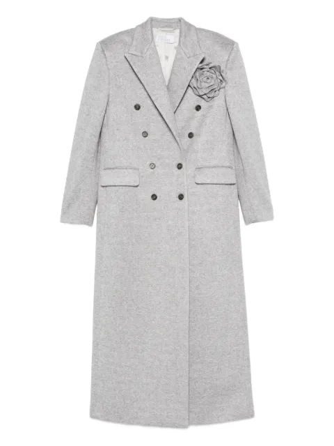 Giuseppe Di Morabito rose-embellished double-breasted coat Grey 05FWCO057F05304
