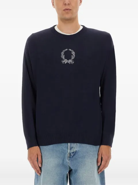 Moschino logo-embroidered crew-neck sweater Blue 092552020290