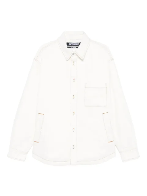 Jacquemus contrast-stitch shirt jacket Neutrals OUM00115AD00018