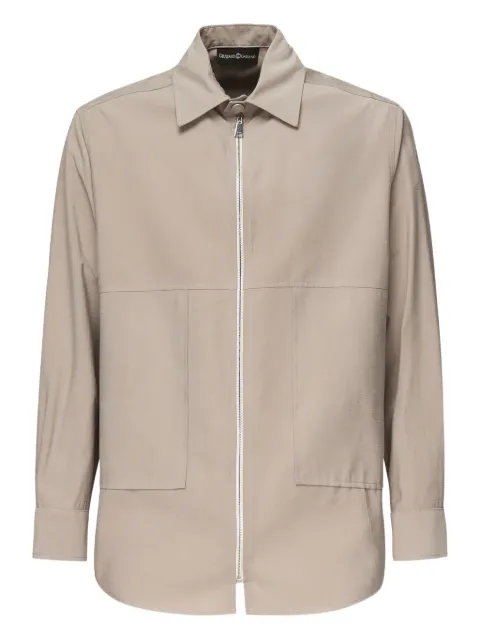 Giuliano Galiano zip-front patch-pocket shirt Neutrals HORSE